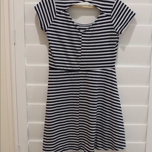 Striped blue and white short summer dress